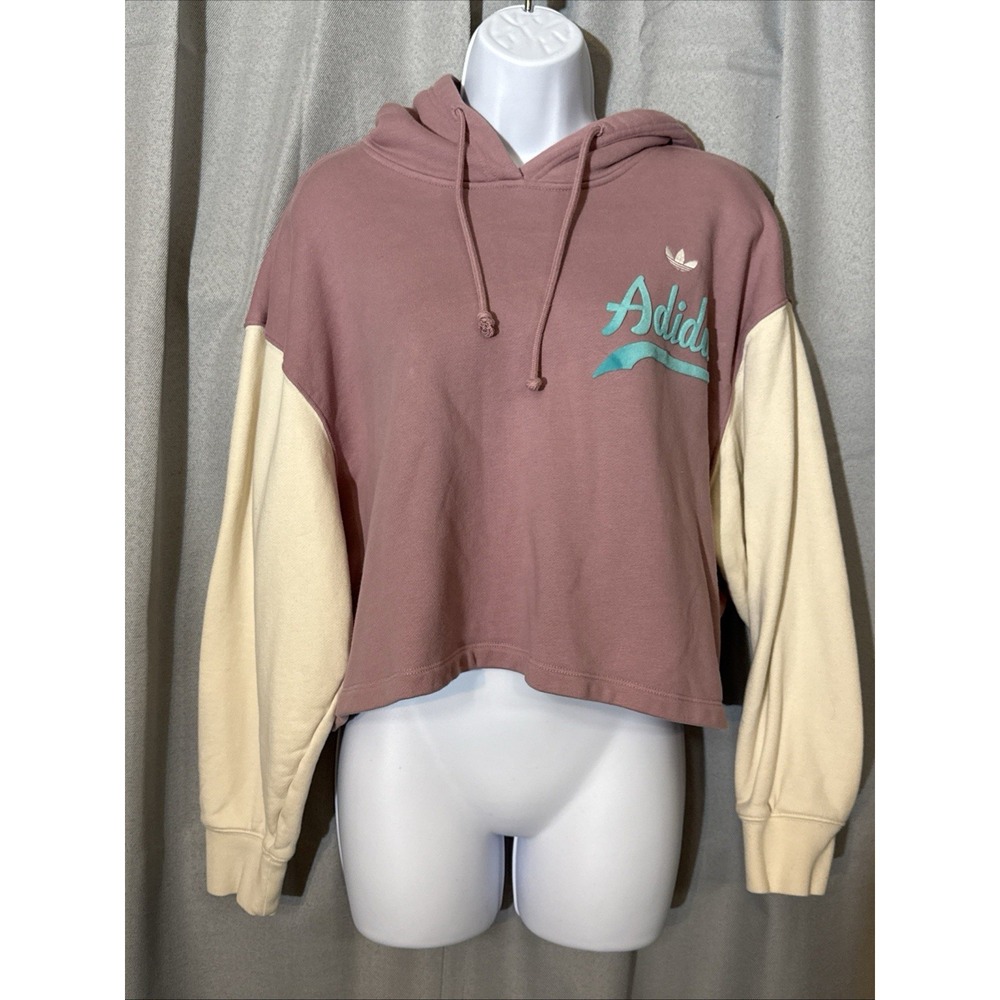 adidas Originals Modern B-Ball Cropped Hoodie Magic Mauve Pink Cream Women M